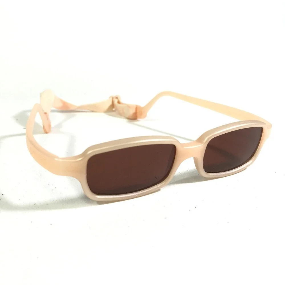 Miraflex Sunglasses NEW BABY 2 Nude Rectangular Frames with Red Lenses